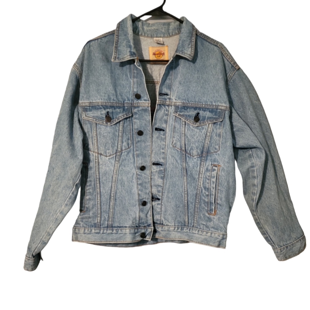 Vintage Hard Rock Cafe San Antonio Denim Jean Jacket Size Medium 90s